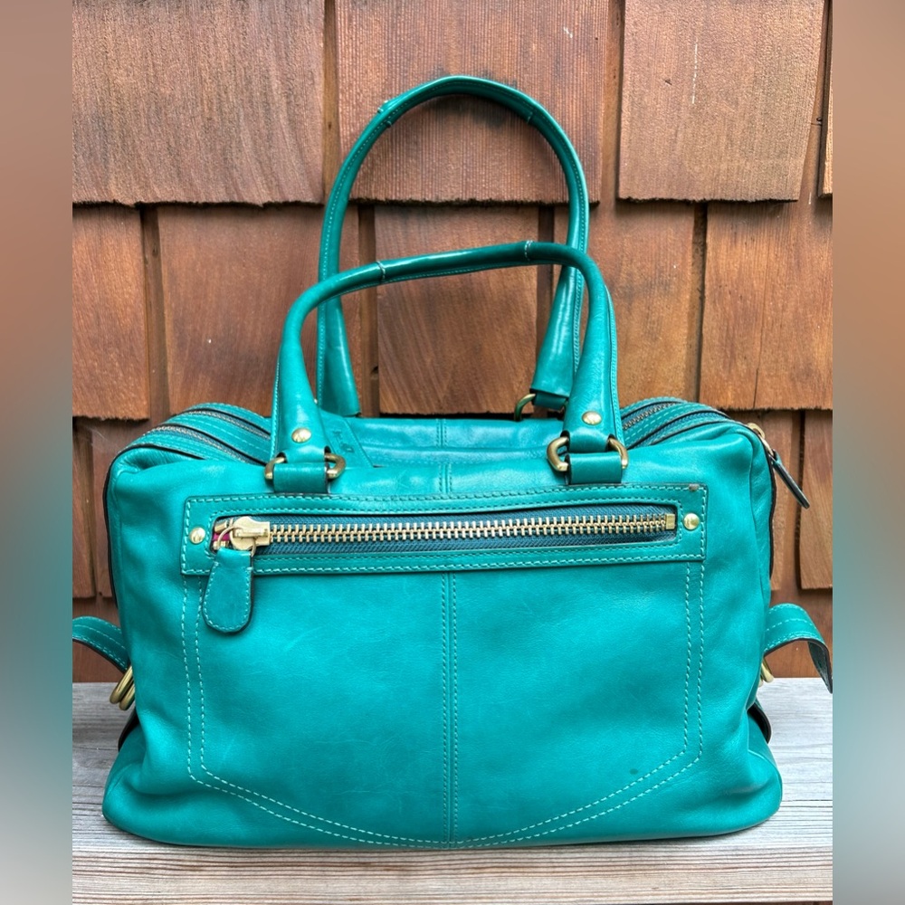 Coach Bleecker Street Limited Edition Legacy Peyton Leather Satchel Teal Green - Picture 3 of 11